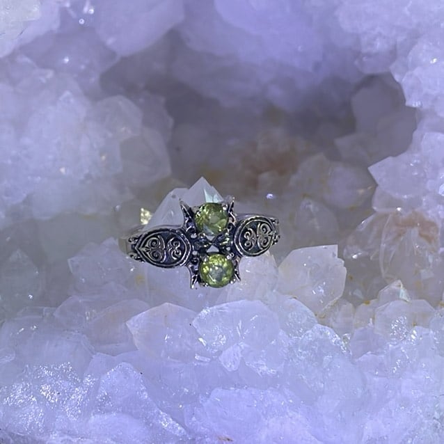 Peridot Turtle Ring, Sterling Peridot Turtle Ring, Sterling