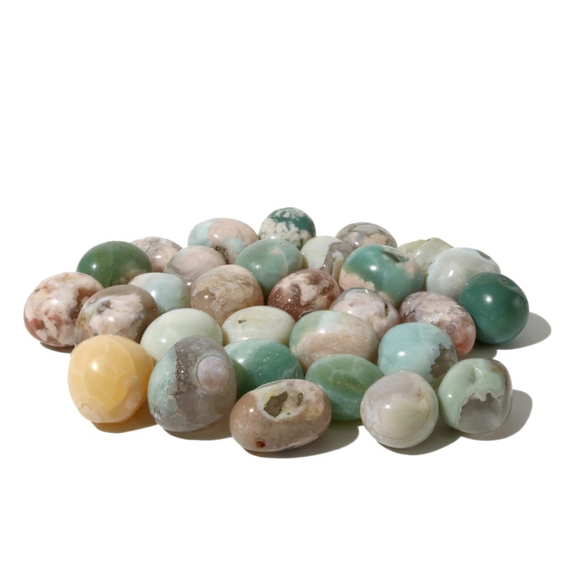 Green Flower Agate, Tumbled Green Flower Agate, Tumbled