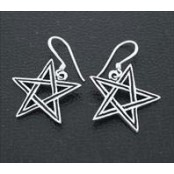 Pentagram Earrings, Sterling Pentagram Earrings, Sterling