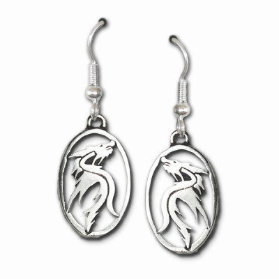 Dragon Earrings, Oval, Sterling Dragon Earrings, Oval, Sterling