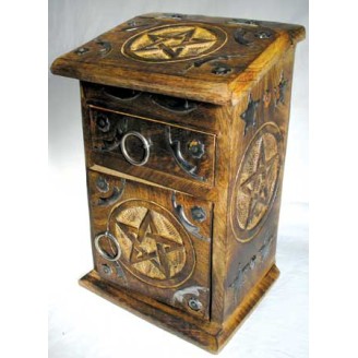 Boîte de rangement en bois pentacle Boîte de rangement en bois pentacle