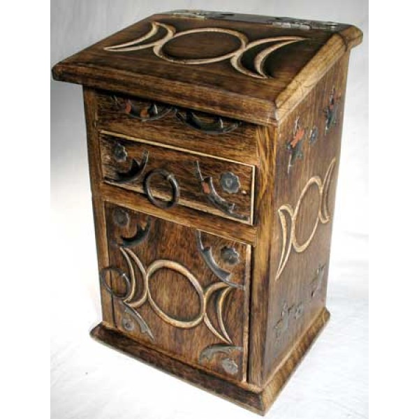 Triple Moon Wooden Storage Box