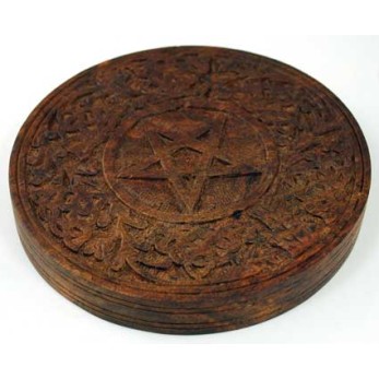 Woden Pentacle & Floral Altar Tile Woden Pentacle & Floral Altar Tile