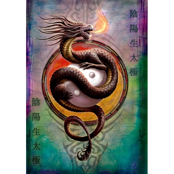 Anne Stokes Fantasy Greeting Card - Yin Yang Dragon