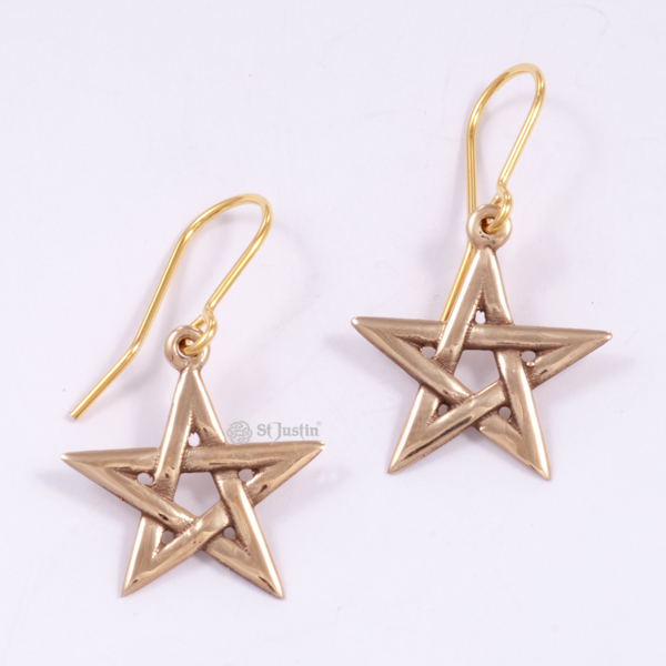 Pentagram Earrings - Bronze