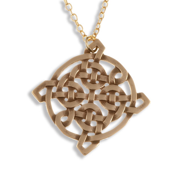 Entrelacement pendentif noeud celtique carré - Bronze