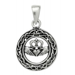 Celtic Claddagh Pendant,  Sterling Silver