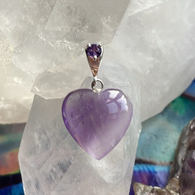 Pendentif coeur double améthyste, Sterling Pendentif coeur double améthyste, Sterling