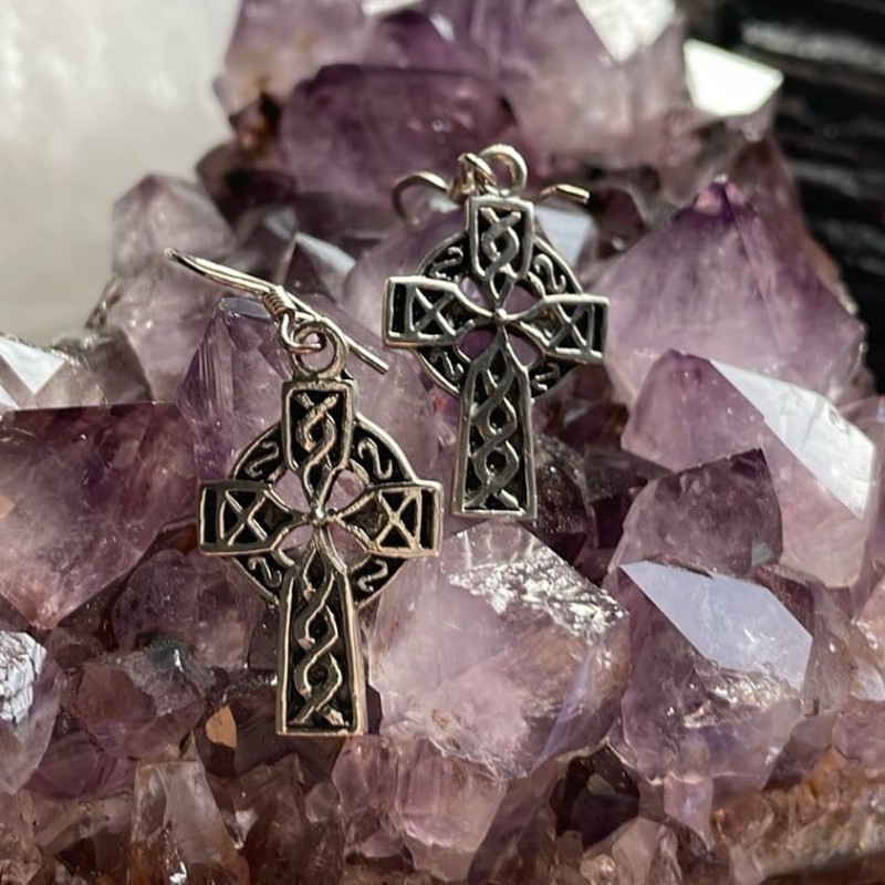 Celtic Cross Earrings, Sterling Celtic Cross Earrings, Sterling