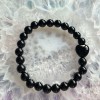 Bracelet Coeur Agate Noire, Taille Enfant Bracelet Coeur Agate Noire, Taille Enfant