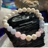 Bracelet Agate blanche, Quartz rose, Calcite bleue Bracelet Agate blanche, Quartz rose, Calcite bleue