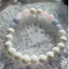 Bracelet Agate blanche, Quartz rose, Calcite bleue Bracelet Agate blanche, Quartz rose, Calcite bleue