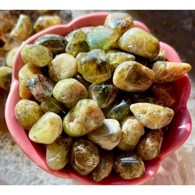 Grossularite (Green Garnet), Tumbled Grossularite (Green Garnet), Tumbled