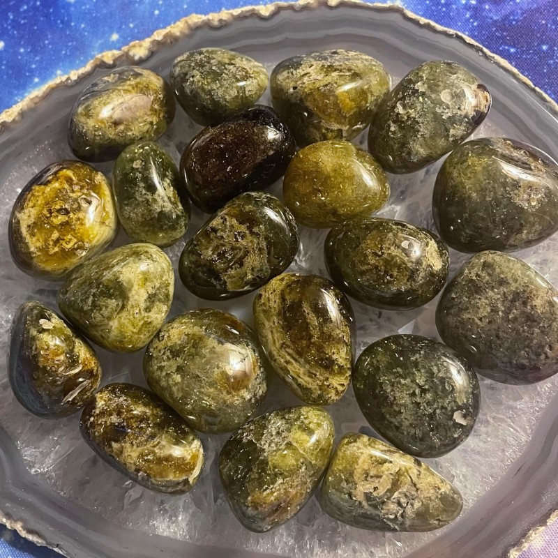 Grossularite (Green Garnet), Tumbled Grossularite (Green Garnet), Tumbled
