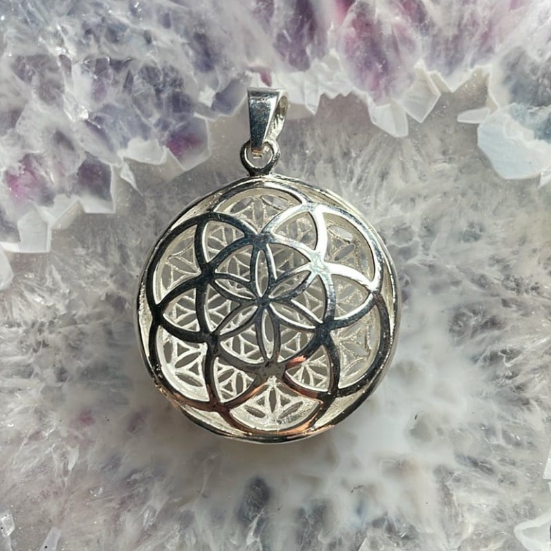 Pendentif Graine Et Fleur De Vie, Design 3D, Sterling Pendentif Graine Et Fleur De Vie, Design 3D, Sterling