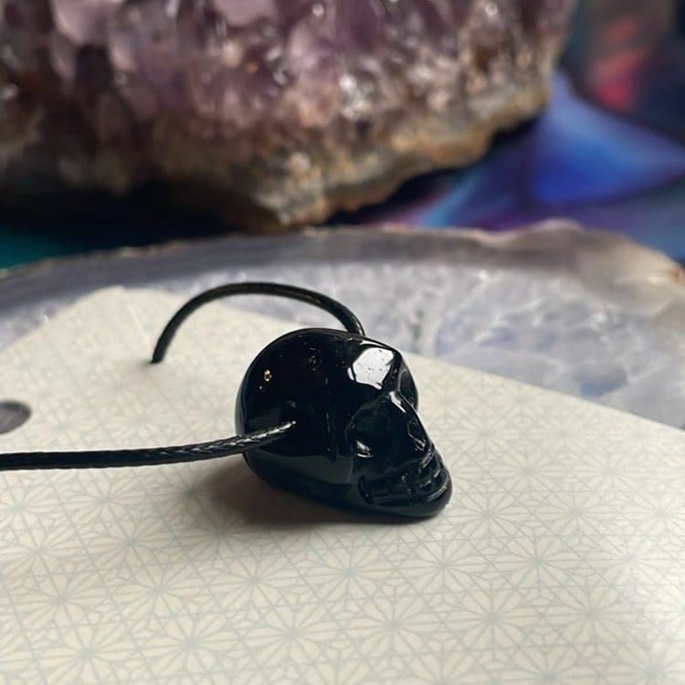 Skull Pendant, Black Obsidian Skull Pendant, Black Obsidian