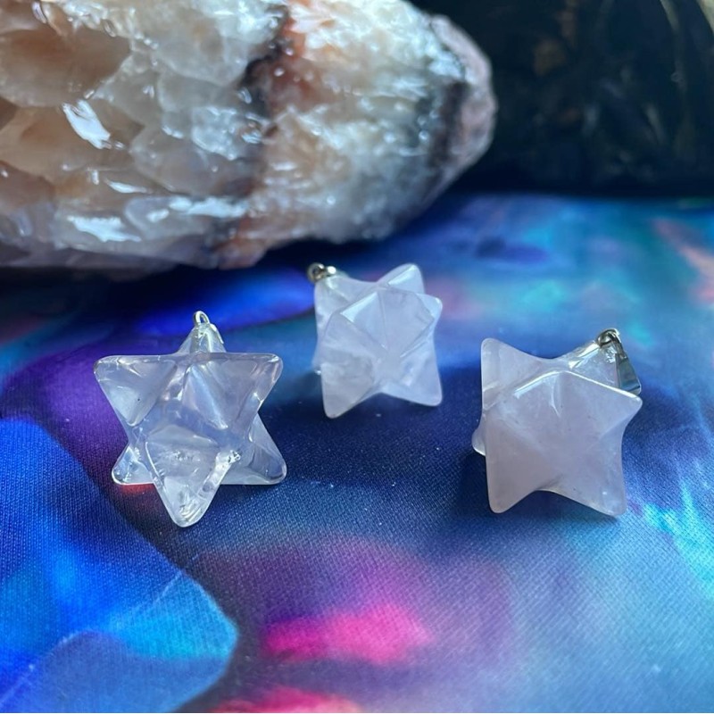 Pendentif Merkaba Quartz rose Pendentif Merkaba Quartz rose