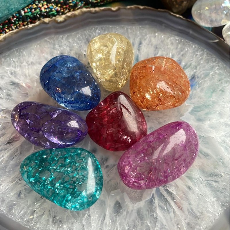 Crackle Quartz, Muti-Color (Set of 2) Crackle Quartz, Muti-Color (Set of 2)