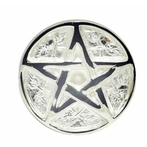 Pentacle Altar Tile, Silver Brass
