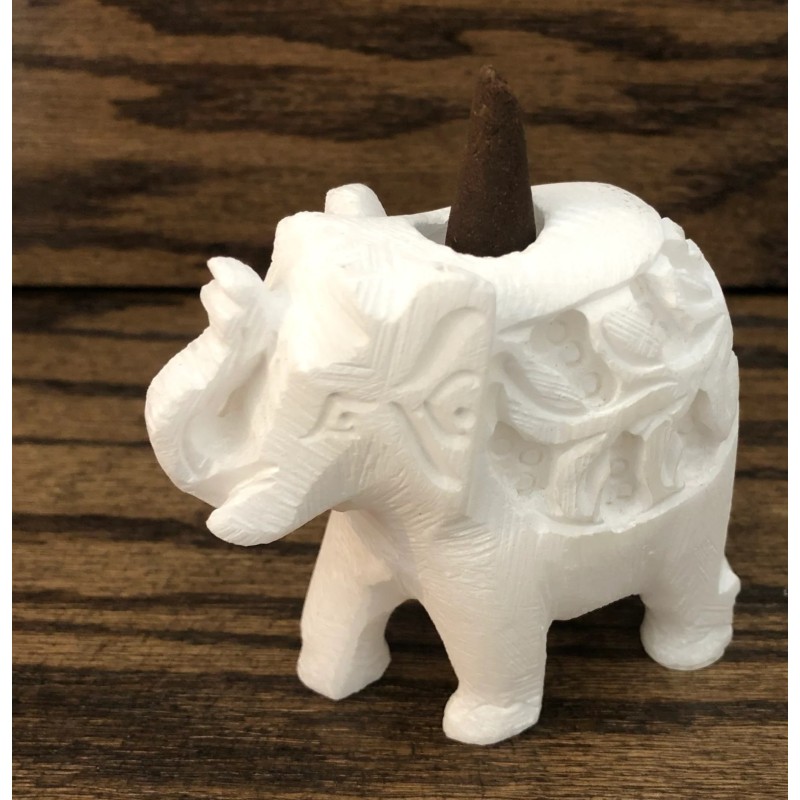 White Stone Elephant Incense Holder White Stone Elephant Incense Holder