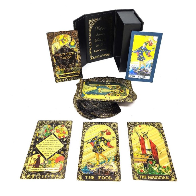 Noir et or foilé Rider Waite Tarot Set Noir et or foilé Rider Waite Tarot Set