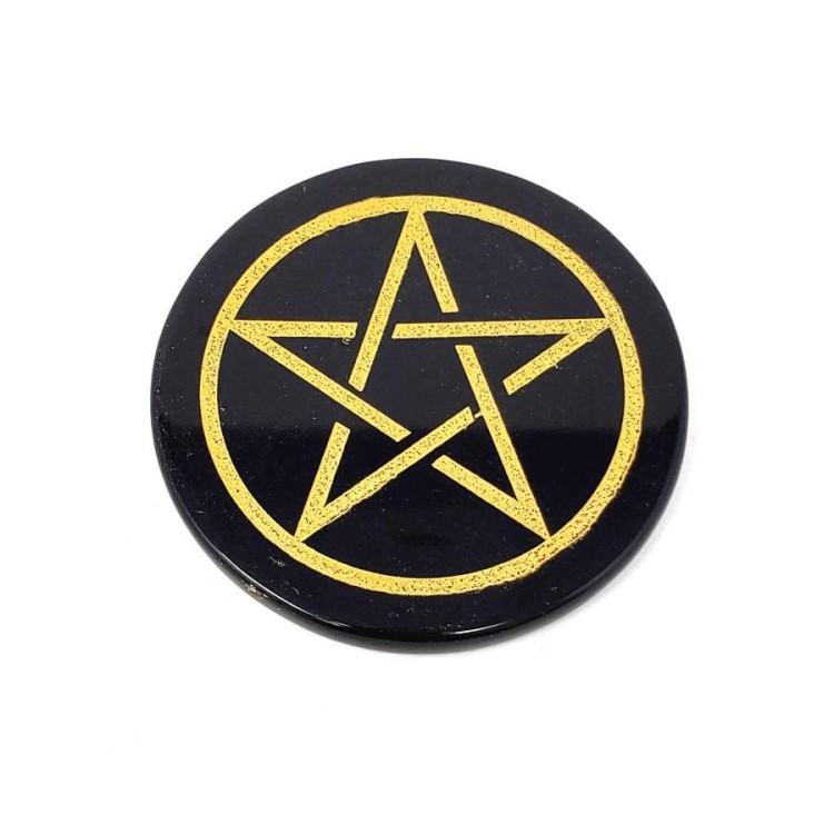 Tuile d’autel en agate noire, Pentacle Tuile d’autel en agate noire, Pentacle