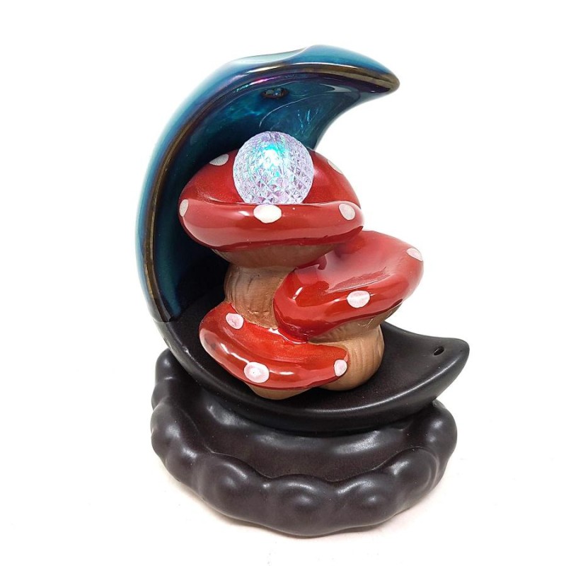 Backflow Incense Burner: Mushroom Moon, LED