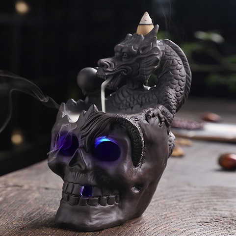 Porte-encens à refoulement : Dragon Skull, LED Porte-encens à refoulement : Dragon Skull, LED
