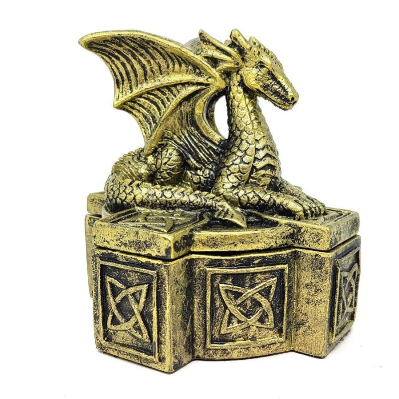 Celtic Golden Dragon Trinket Box