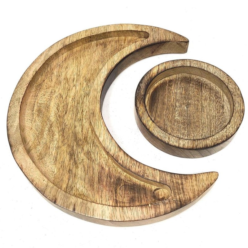 Ensemble de plateau en bois croissant de lune Ensemble de plateau en bois croissant de lune
