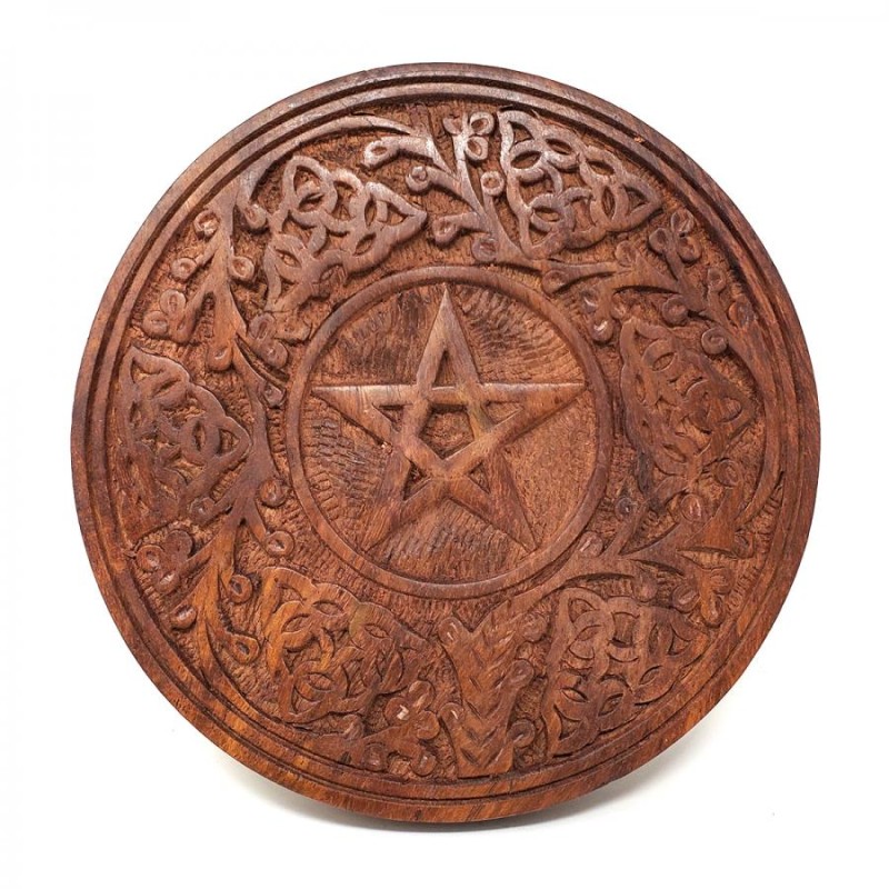 Woden Pentacle & Floral Altar Tile Woden Pentacle & Floral Altar Tile