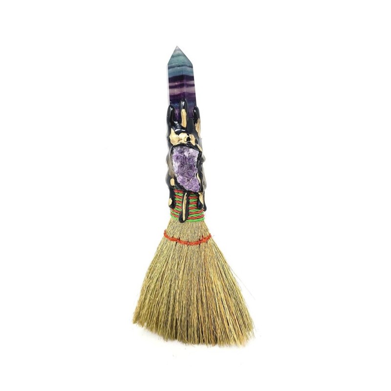 Besom Broom: Fluorite & Amethyst