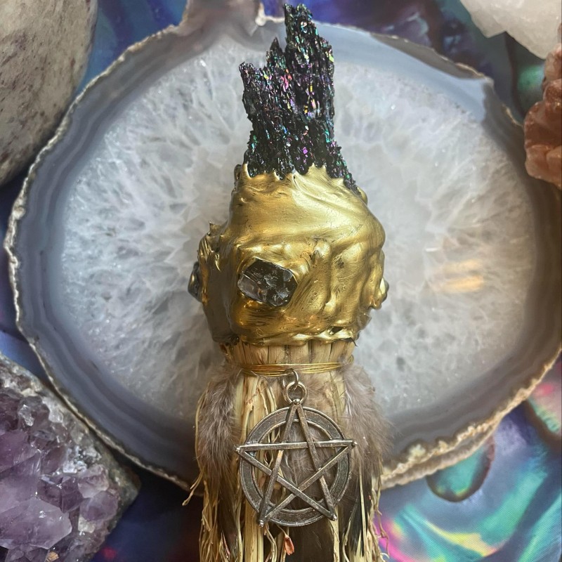 Besom d’autel : Cristal de moissanite et pentagramme Besom d’autel : Cristal de moissanite et pentagramme