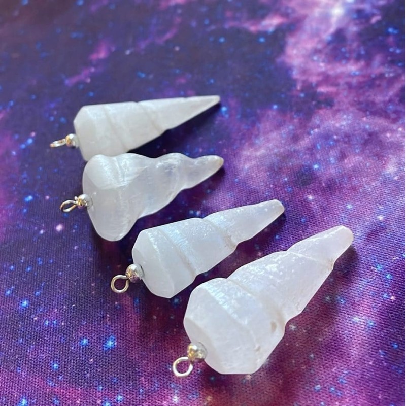Selenite Unicorn Horn Pendant Selenite Unicorn Horn Pendant