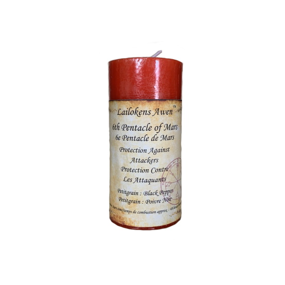 Spell Candle: 6th Pentacle Mars - Protection From Danger Spell Candle: 6th Pentacle Mars - Protection From Danger