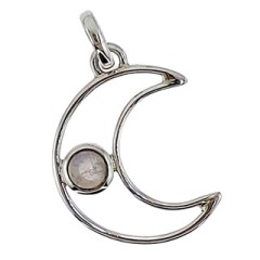 Pendentif croissant de lune et pierre de lune Pendentif croissant de lune et pierre de lune