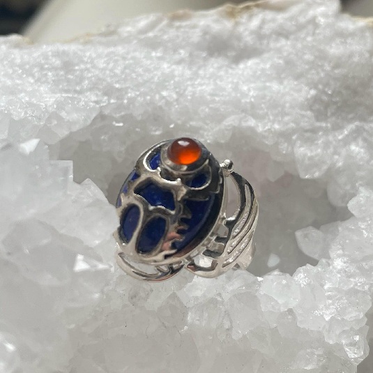 Scarab Ring, Lapis & Carnelian Scarab Ring, Lapis & Carnelian