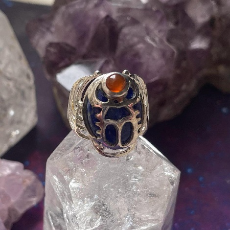 Scarab Ring, Lapis & Carnelian Scarab Ring, Lapis & Carnelian