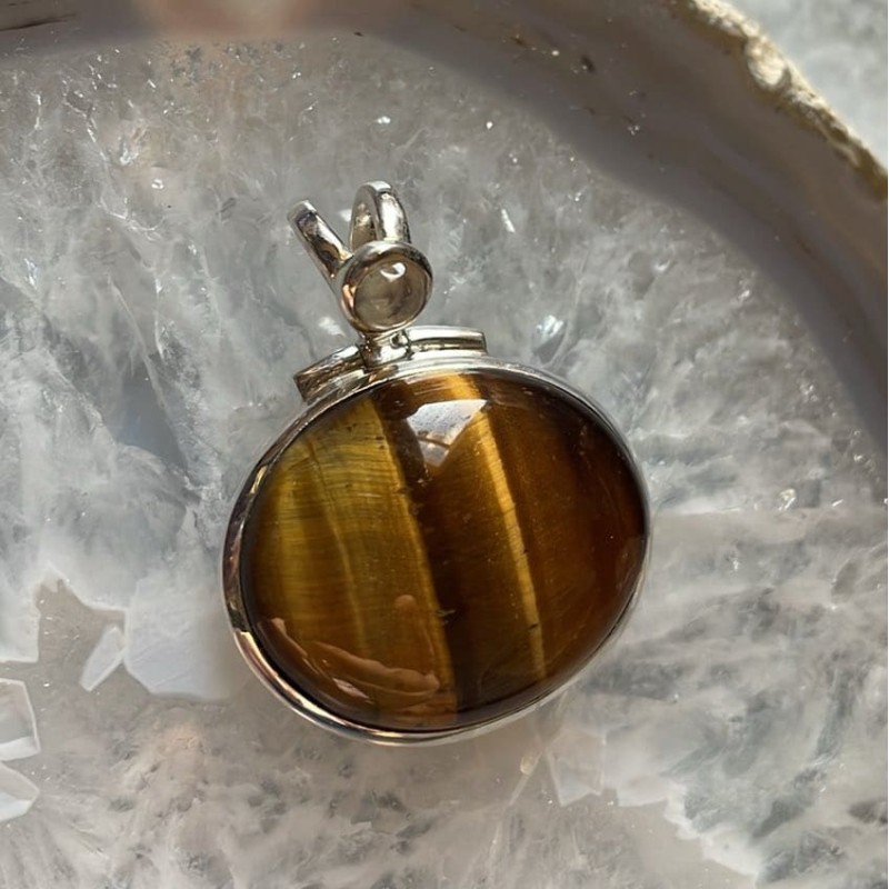 Tiger Eye Moonstone Pendant, Sterling Tiger Eye Moonstone Pendant, Sterling