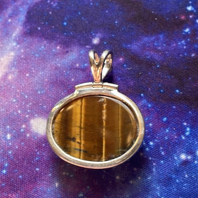 Tiger Eye Moonstone Pendant, Sterling Tiger Eye Moonstone Pendant, Sterling