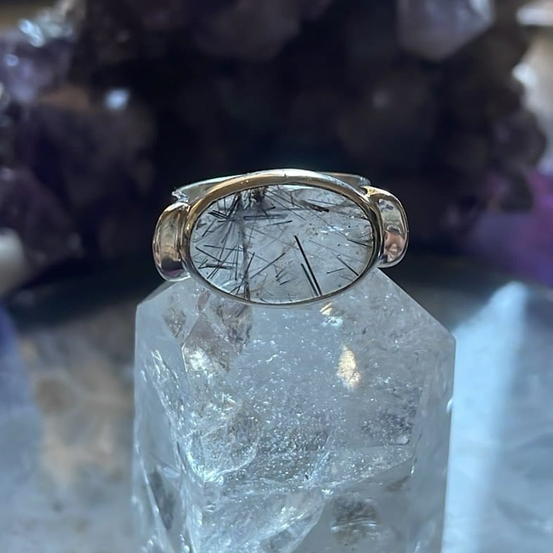 Bague en quartz tourmaliné, Sz. 7 Bague en quartz tourmaliné, Sz. 7