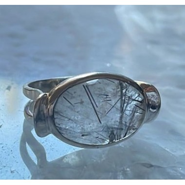 Bague en quartz tourmaliné, Sz. 7 Bague en quartz tourmaliné, Sz. 7