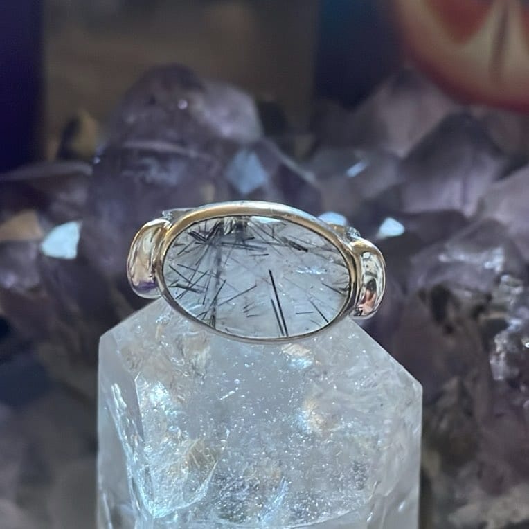 Bague en quartz tourmaliné, Sz. 7 Bague en quartz tourmaliné, Sz. 7
