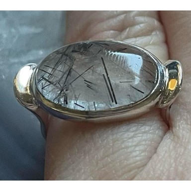 Bague en quartz tourmaliné, Sz. 7 Bague en quartz tourmaliné, Sz. 7
