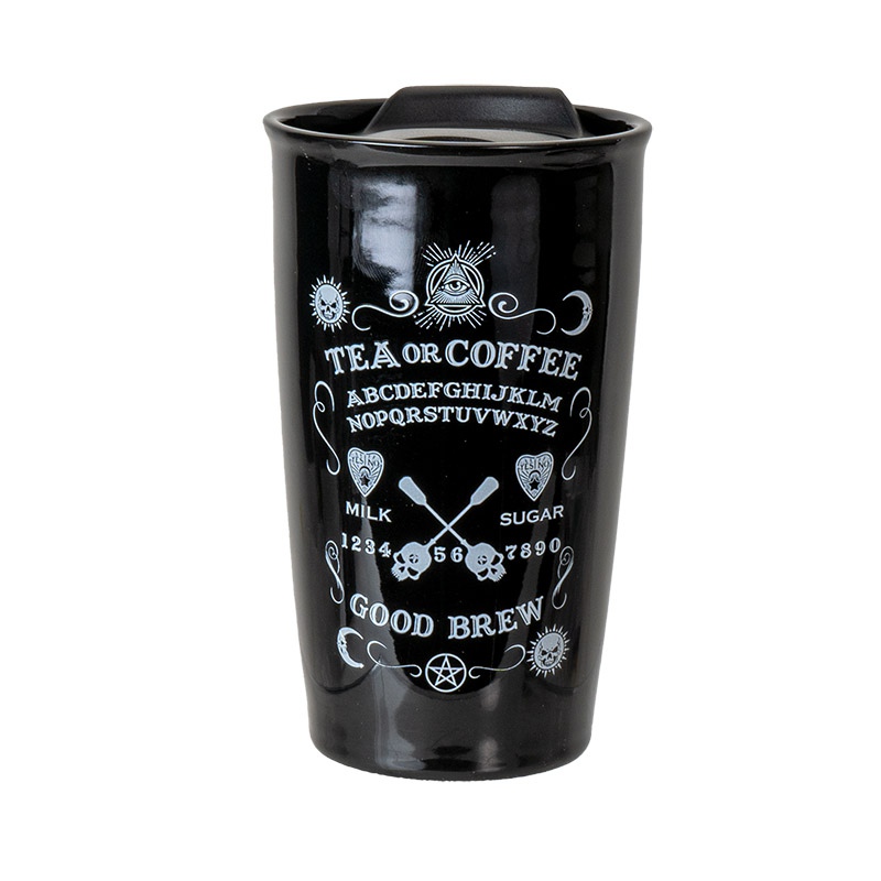 Ceramic Travel Mug: Ouija Good Brew Ceramic Travel Mug: Ouija Good Brew