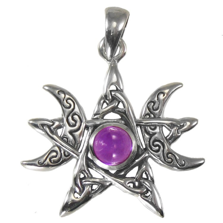 Pendentif Phase de Lune, Améthyste ou Pierre de Lune Pendentif Phase de Lune, Améthyste ou Pierre de Lune