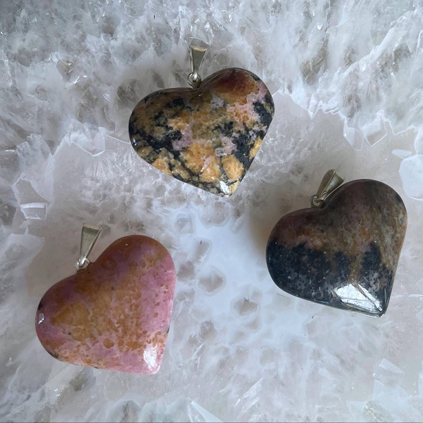 Rhodonite Gem Heart Pendant Rhodonite Gem Heart Pendant