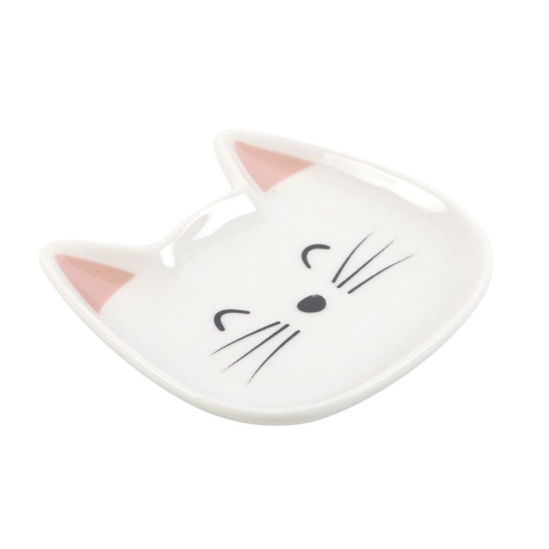 White Cat Face Trinket Dish