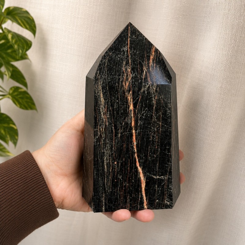 Black Tourmaline With Iron Specimen Point - Large Black Tourmaline With Iron Specimen Point - Large