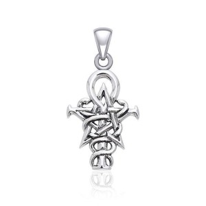 Ancient Wisdom Ankh & Pentagram Pendant, Sterling Silver 